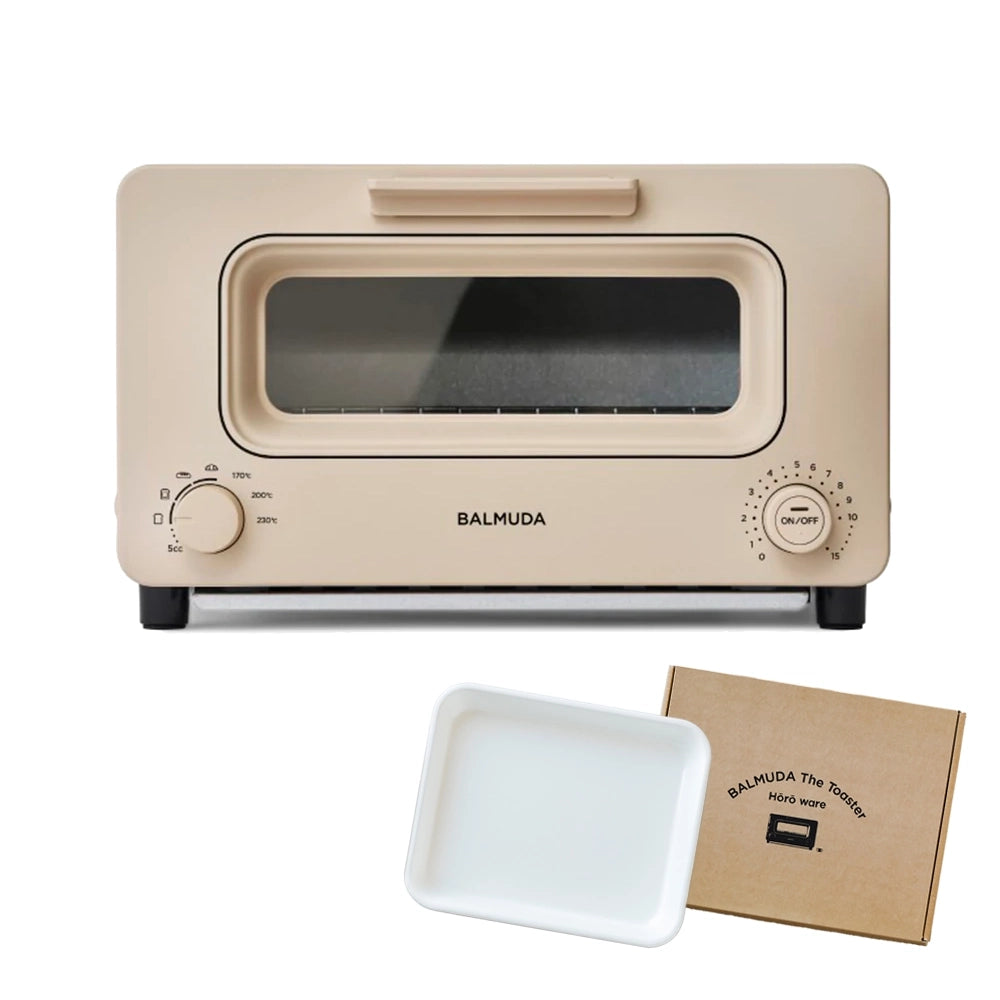 BALMUDA The Toaster 蒸氣吐司焗爐(奶茶色)+ 日本製野田琺瑯焗盤套裝