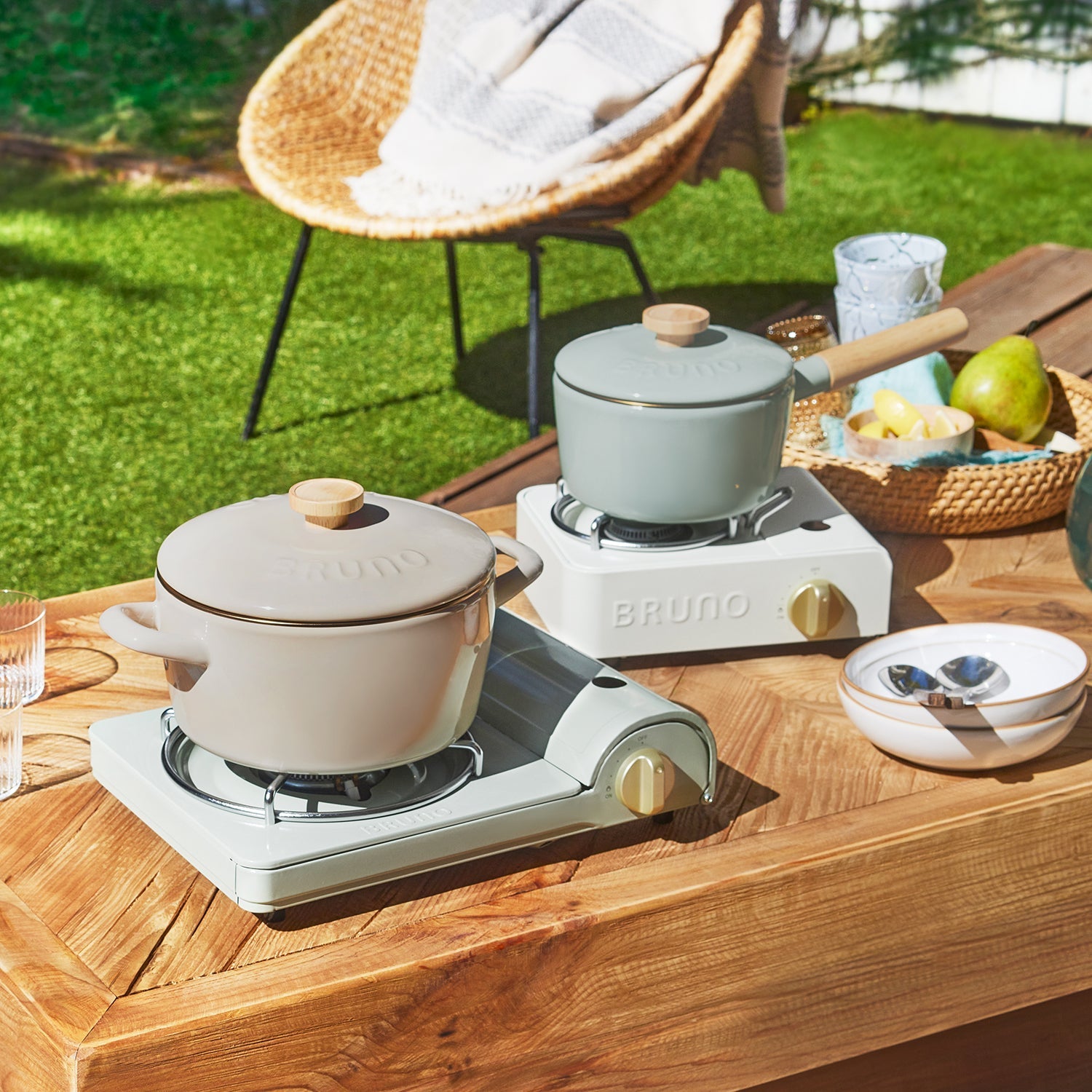 BRUNO 16cm 琺瑯單柄鍋 - 米灰色