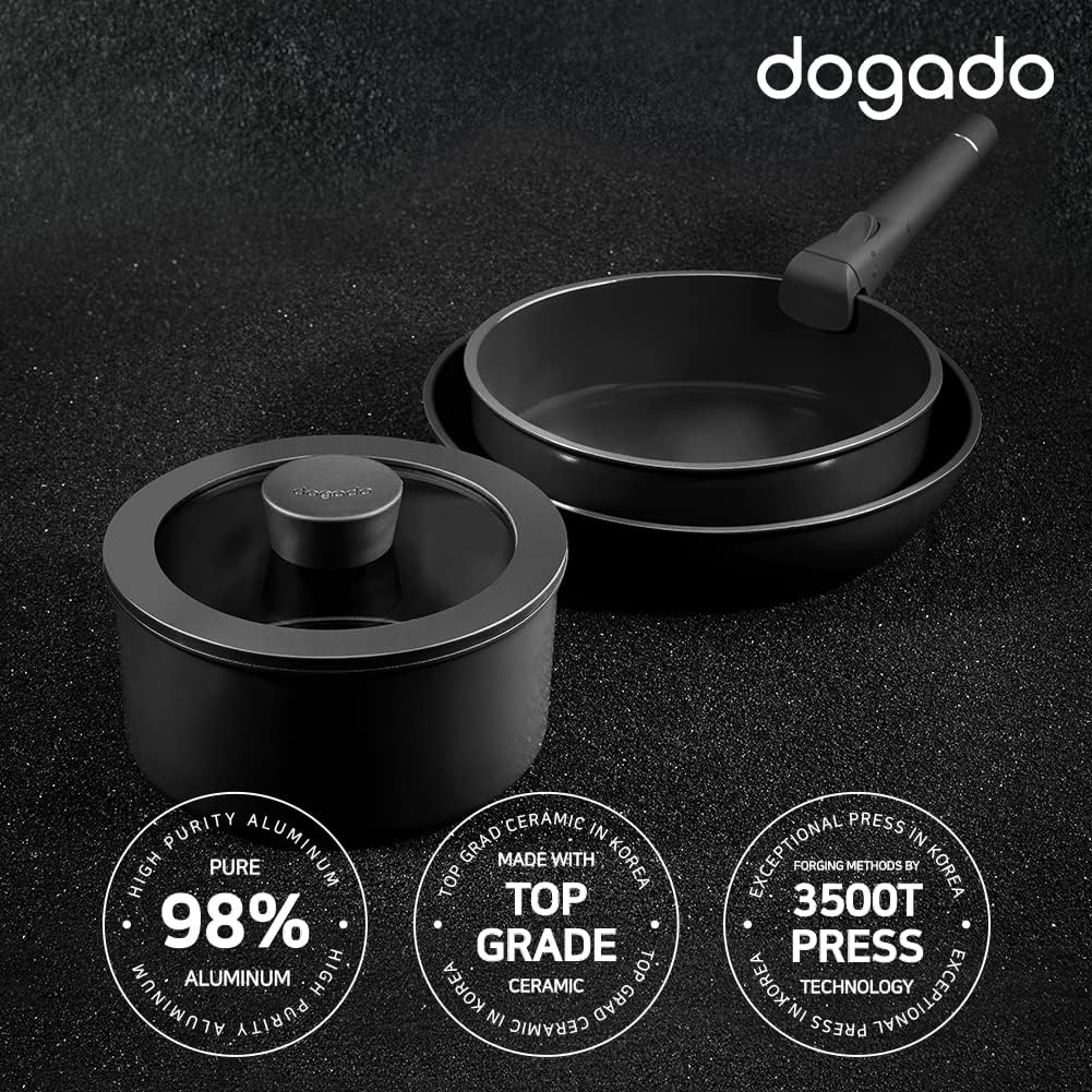 韓國 dogado 天然陶瓷鍋 6 件套裝 - 灰黑色 (JBAA-2120)