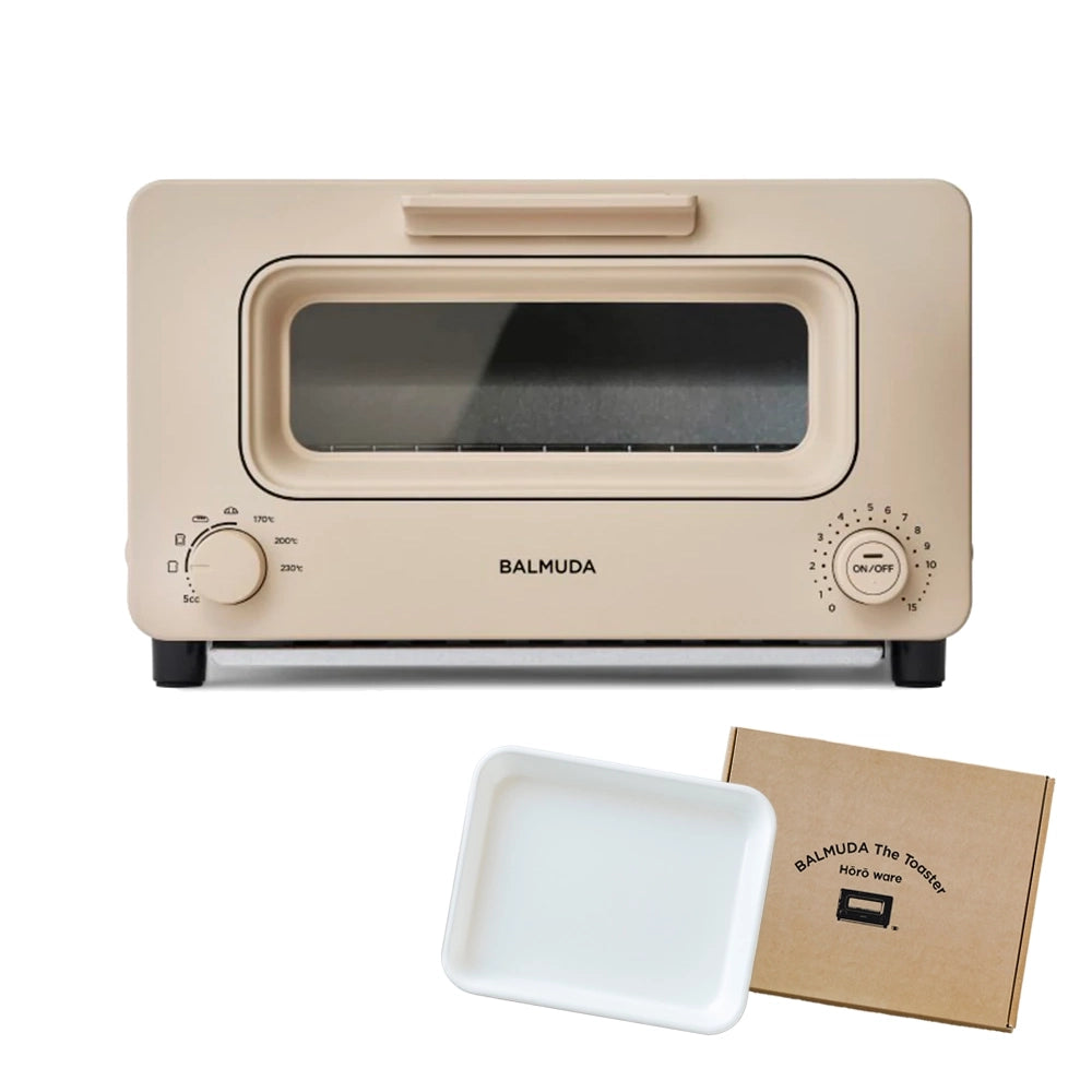 BALMUDA The Toaster 蒸氣吐司焗爐（奶茶色）＋ 日本製野田琺瑯焗盤套裝